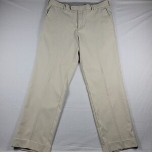 Peter Millar Crown Sport Performance Golf Pants Beige Men's Sz 36x30 Cuffed Flaw